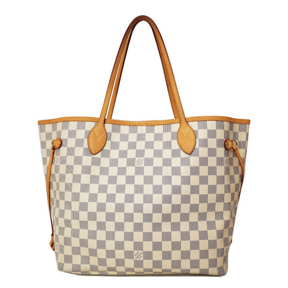Louis Vuitton Azur Tote Bag White Neverfull MM Damier - Picture 1 of 8